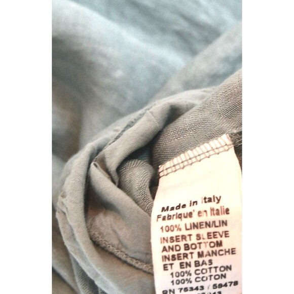 Terzo Millennio Italy Muted Seafoam Linen Ruffle Top Size Small Boho Peasant - Picture 6 of 7